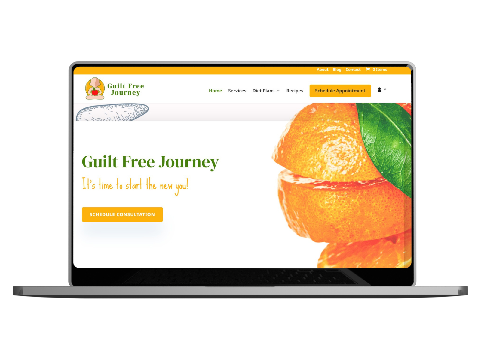Guilt Free Journey project mockup showcasing clean wellness and branding design by Binary Only