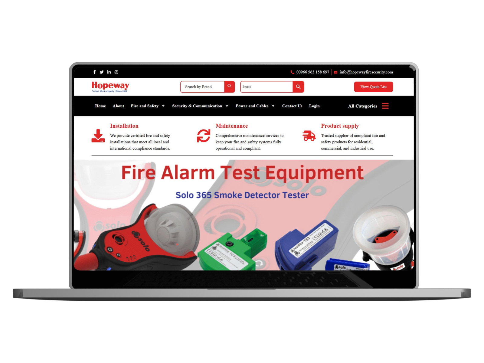 Hopeway Fire Security project mockup showcasing professional fire safety design by Binary Only