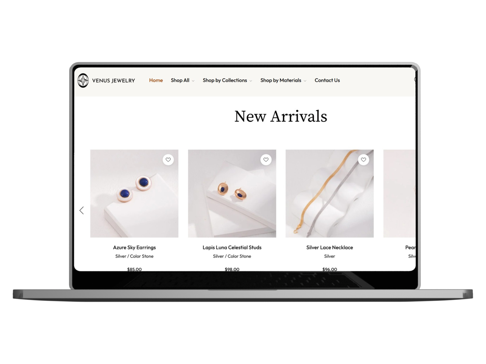 Venus Jewelry project mockup showcasing elegant jewelry branding and premium design by Binary Only